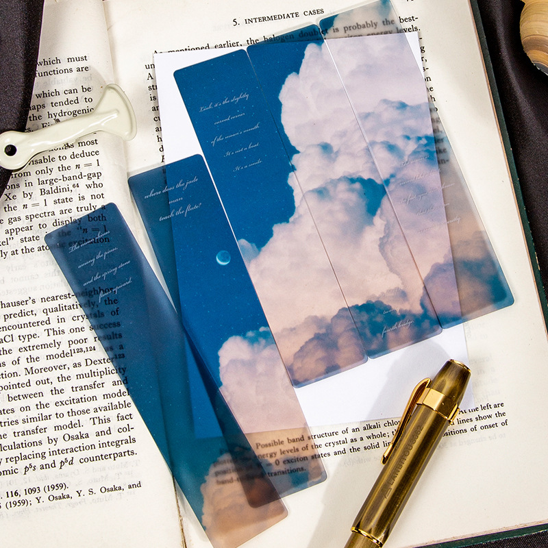Dried Flower Bookmark - ที่คั่นหนังสือ PET แบบด้านลายอวกาศ 5 ชิ้น สำหรับตกแต่งสมุดบันทึก