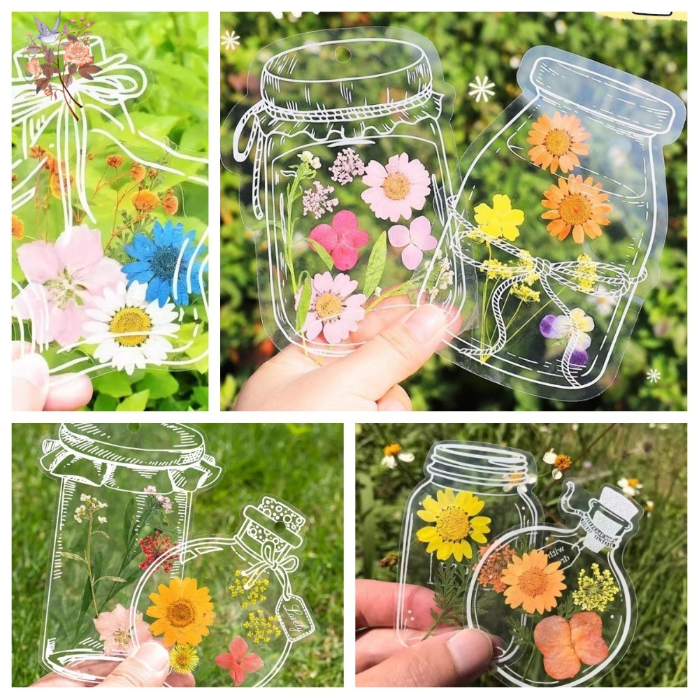 Dried Flower Bookmark - วัสดุทำที่คั่นหนังสือดอกไม้แห้งอัดทำมือ ขวดใส สติกเกอร์ งานฝีมือ ใบไม้ดอกไม้เรซิ่นลายนูน