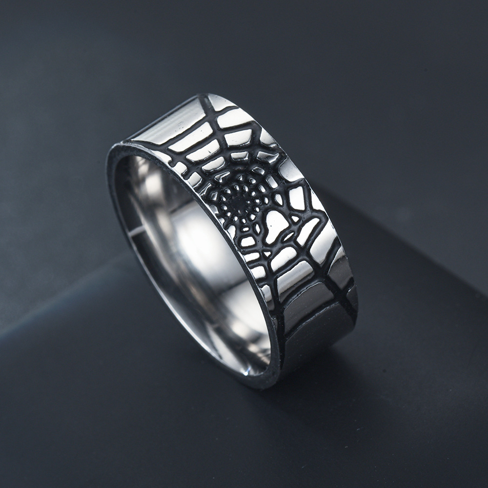 สแตนเลสสตีล Spider Web แหวนแฟช - Initial Ring Custom บทวิจารณ์และราคา
