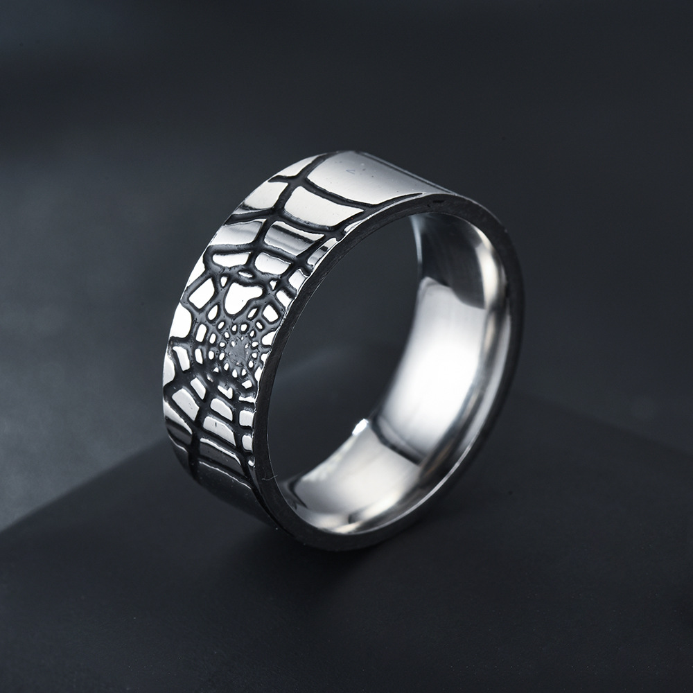 สแตนเลสสตีล Spider Web แหวนแฟช - Initial Ring Custom บทวิจารณ์และราคา